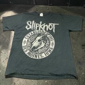 Slipknot T Shirt Mens L Black Des Moines Iowa 1995 Skull Goat Heavy Metal Band
